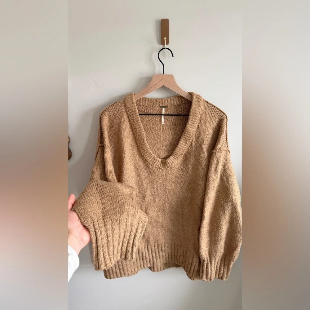 Free People Brookside Tunic Sweater in Desert Camel